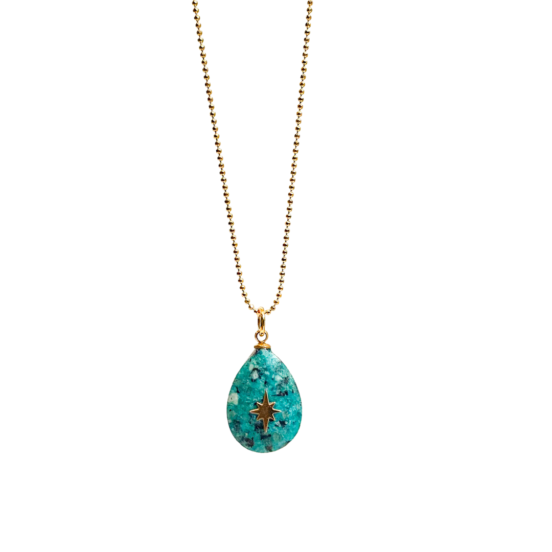 Blue Apatite Star Pendant | 18k Gold Vermeil Chain