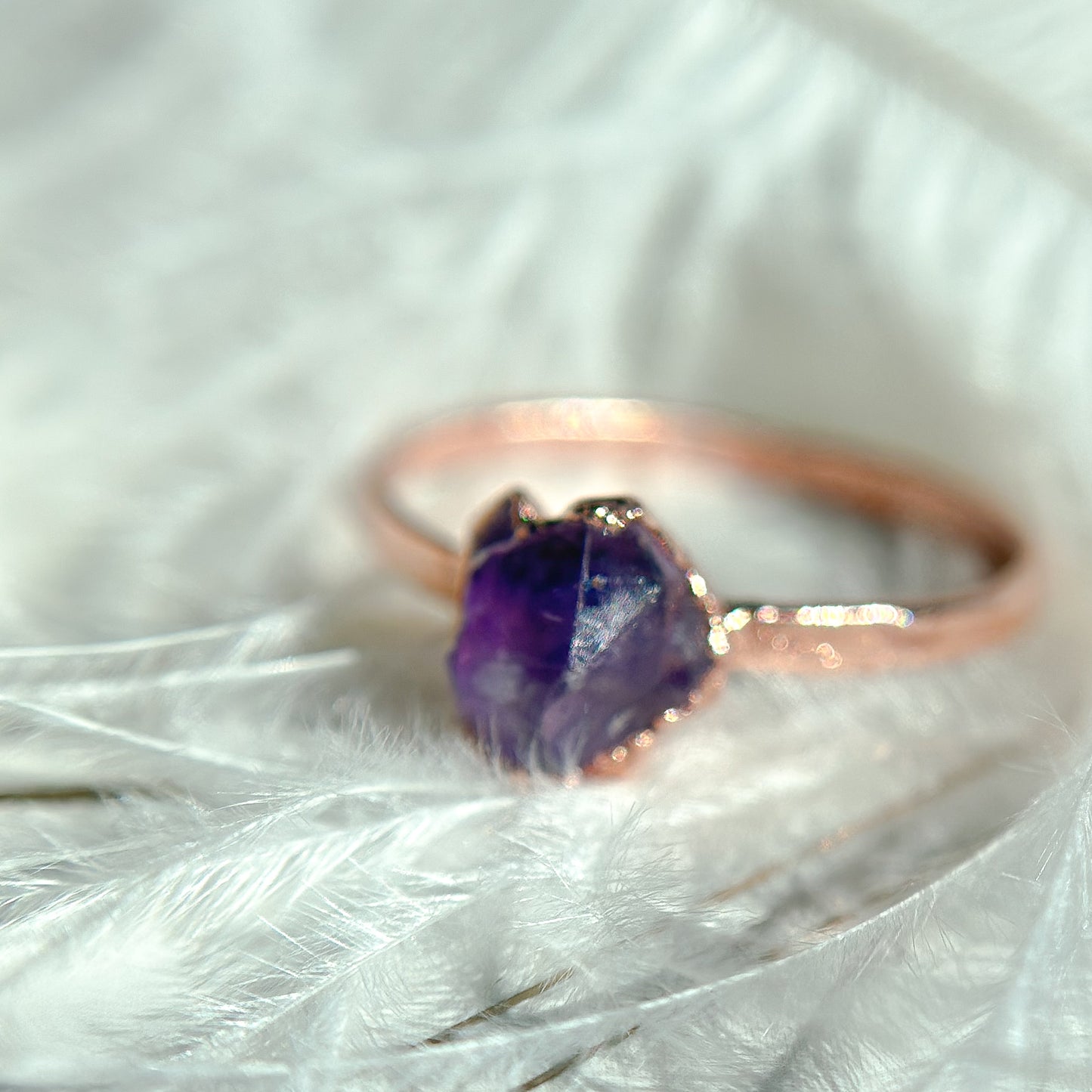 Amethyst Copper Ring - Size 7.75