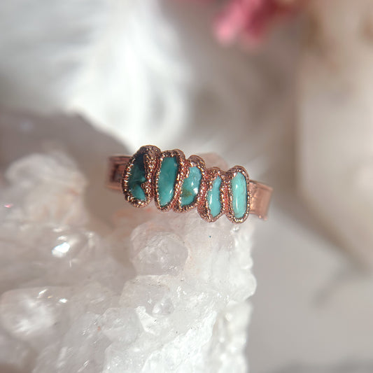 Turquoise Gemstone Copper Ring - Size 7.25