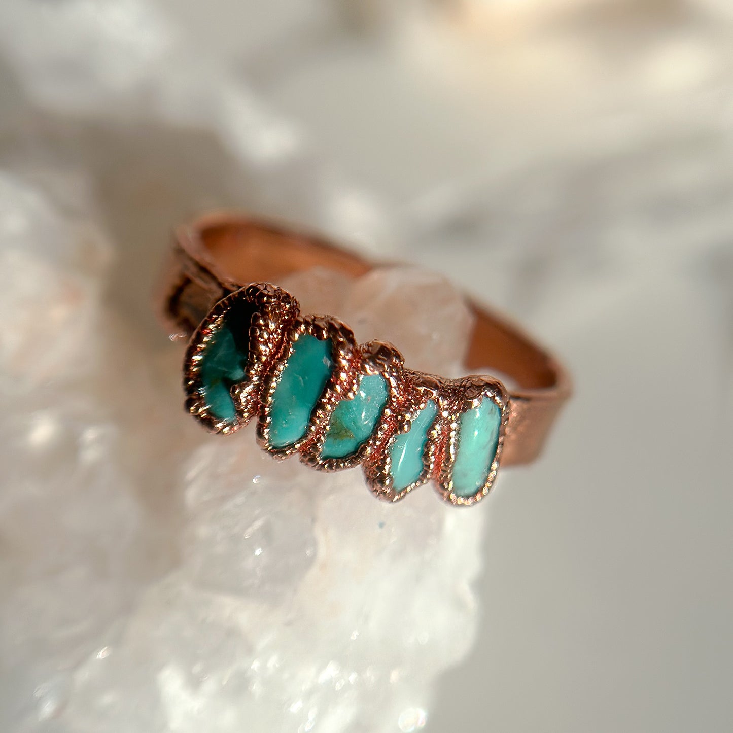 Turquoise Gemstone Copper Ring - Size 7.25