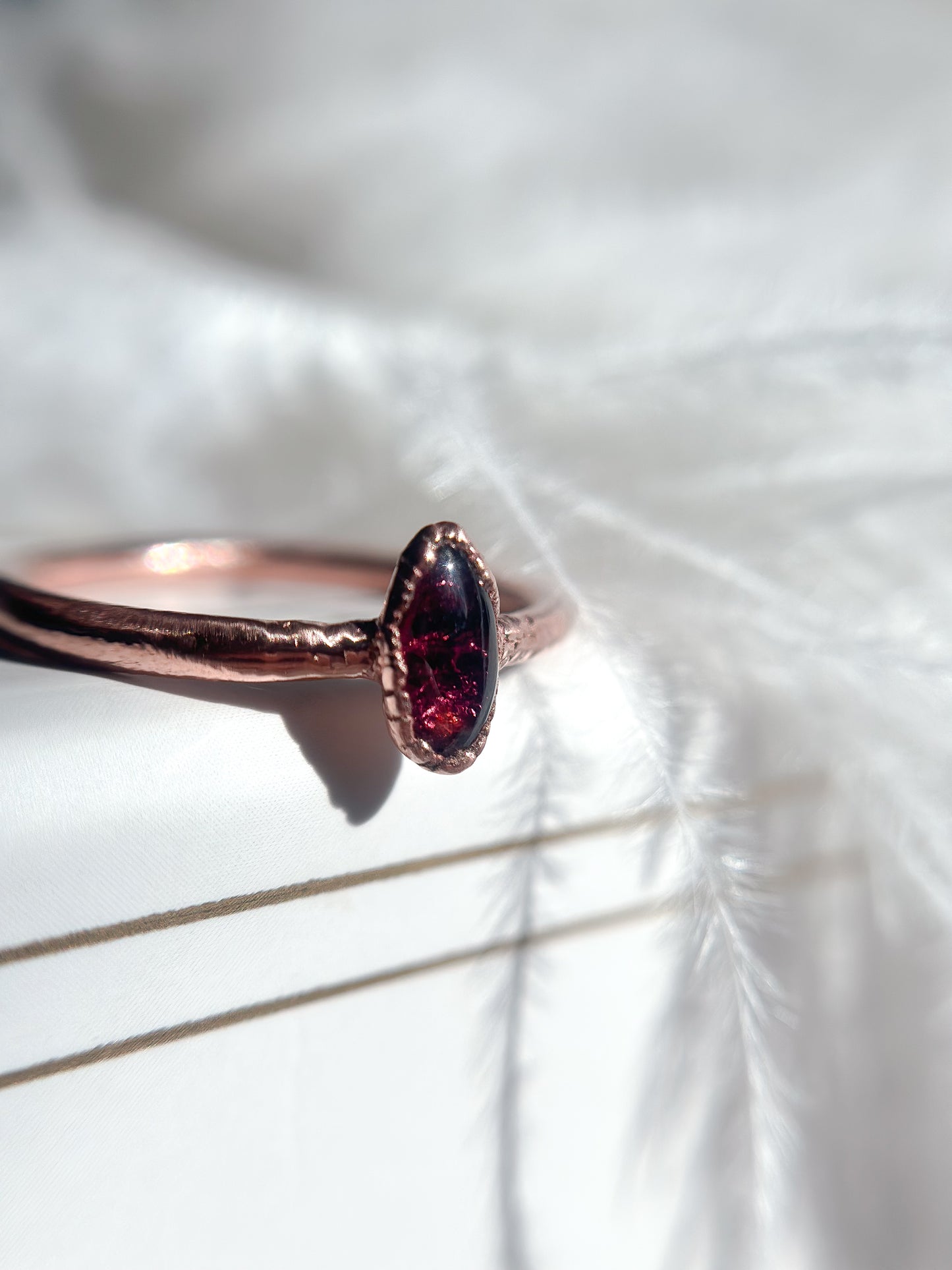 Rhodolite Garnet Gemstone Copper Ring - Size 6.5