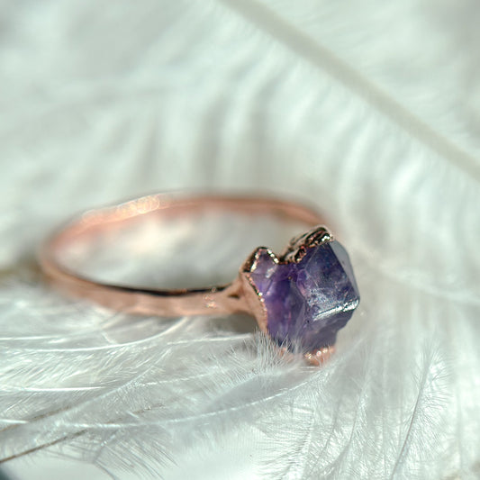 Amethyst Copper Ring - Size 7.75