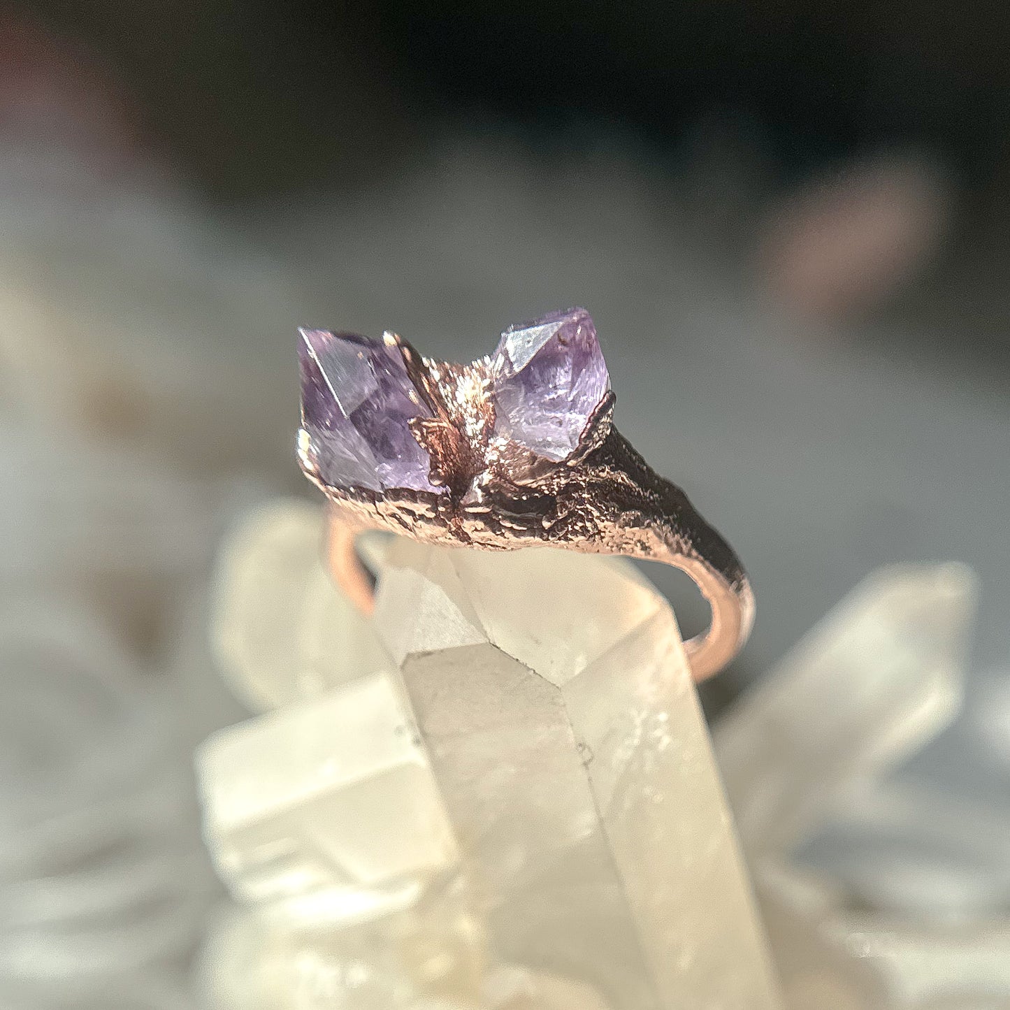 Gemmy Amethyst Copper Ring - Size 8.5