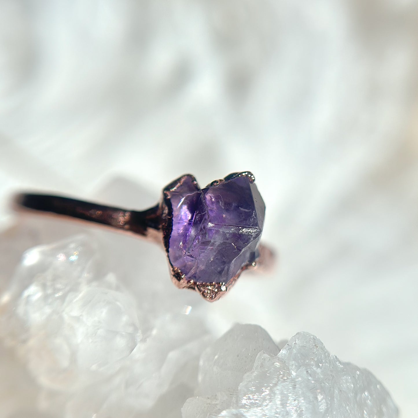 Amethyst Copper Ring - Size 7.75