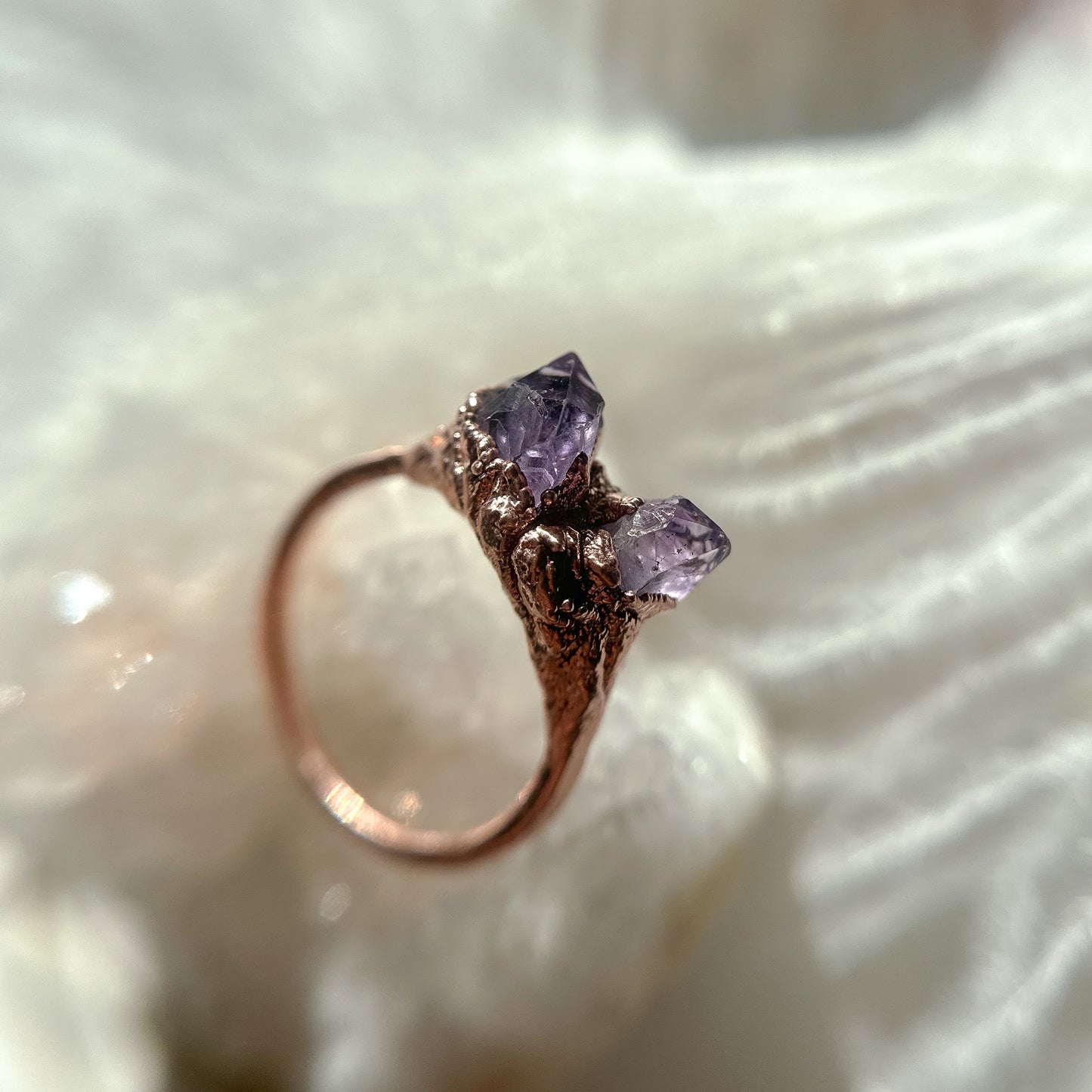 Gemmy Amethyst Copper Ring - Size 8.5