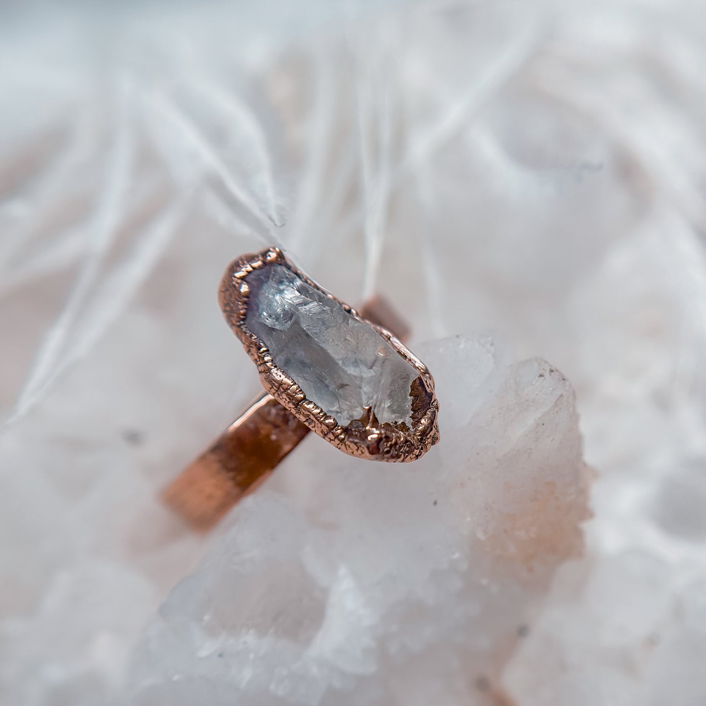 Amethyst Copper Ring - square band Size 7