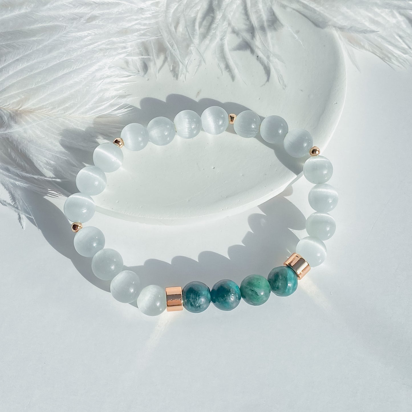 Emerald + Cat Eye Quartz Gemstone 18k Bracelet